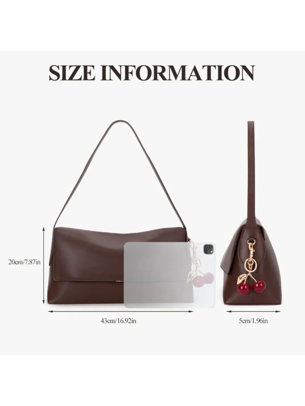 Vintage Large Faux Leather Hobo Bag for Women - Stylish Cherry Shoulder Handbag